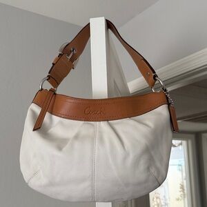 Coach Tan and Cream Shoulder Bag